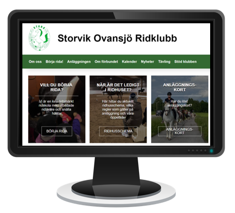 datorskärm med nya webbplats för Stork